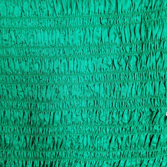 GANNI Green Smocked Cropped Top XS Square Neck Short Sleeve Sustainable Fabric - Picture 8 of 16